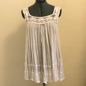 Cabo Crochet Lace White Sleeveless Top